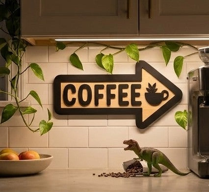 Coffee Arrow Sign, Farmhouse Kitchen Decor, Layered Wood Sign