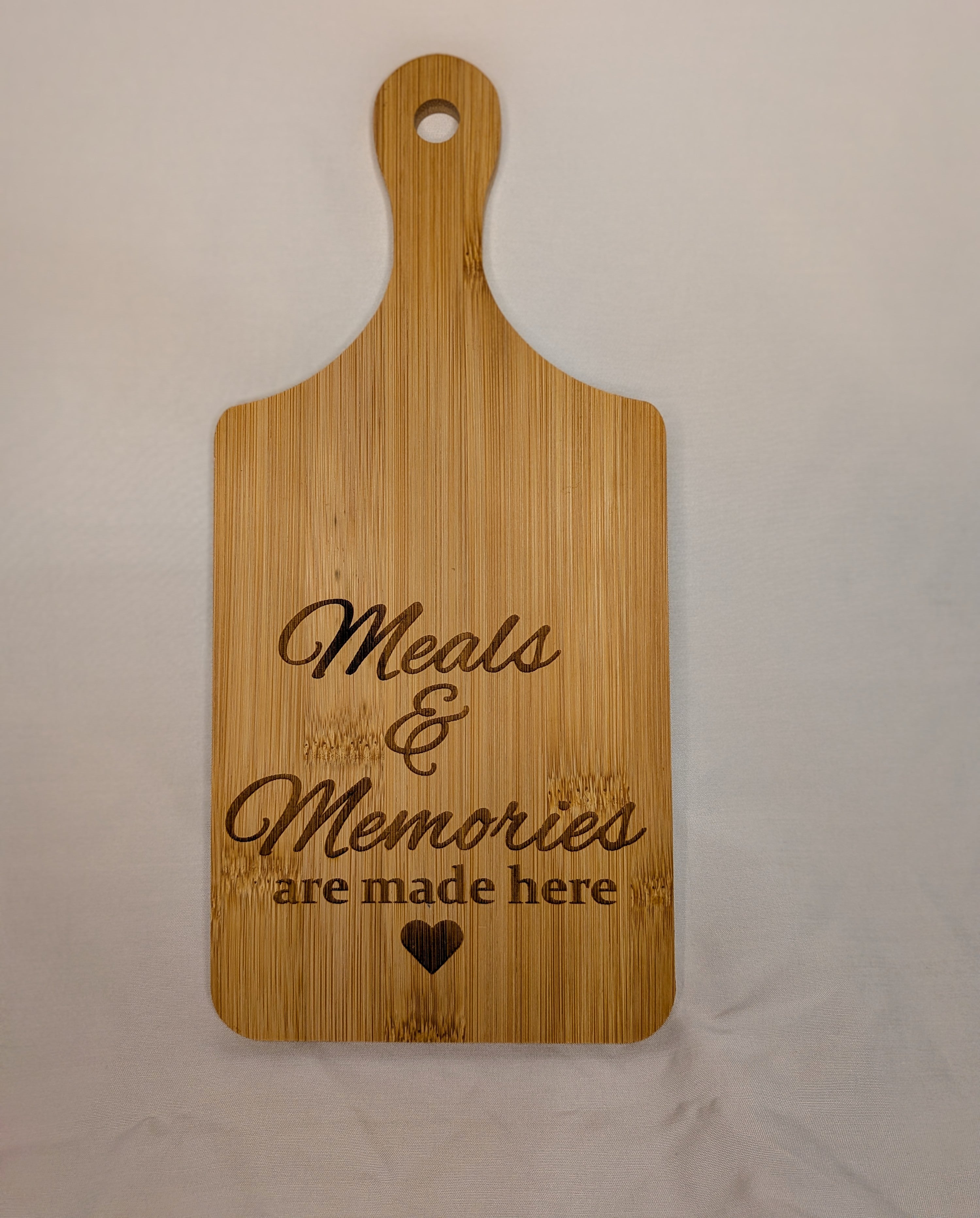 Meals and memories engraved cutting board