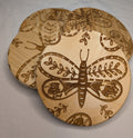 Moth engraved coasters